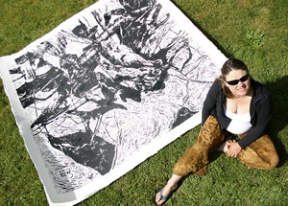 It takes a big canvas to contain the woodprints of artist Tracy Lang.