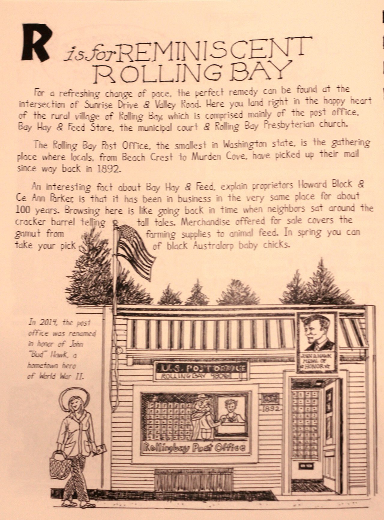 Image courtesy of Bill Hemp | Bainbridge Island illustrator Bill Hemp will unveil his “Bainbridge Island A to Z Sketch Book” at Eagle Harbor Book Company 3 p.m. Sunday, Feb. 12.