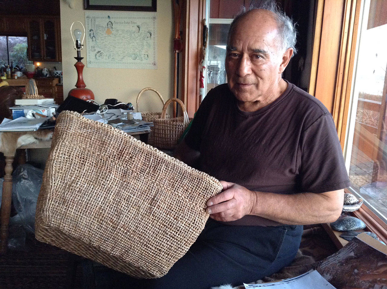 Photo courtesy of Marcy Lynn | Suquamish elder Ed Carriere is a master basket weaver specializing in the creation of ancient Salish Sea-type basketry. He will visit the new Bainbridge Artisans Resource Network (8890 Three Tree Lane) at 6:30 p.m. Friday, June 9 to share his work.