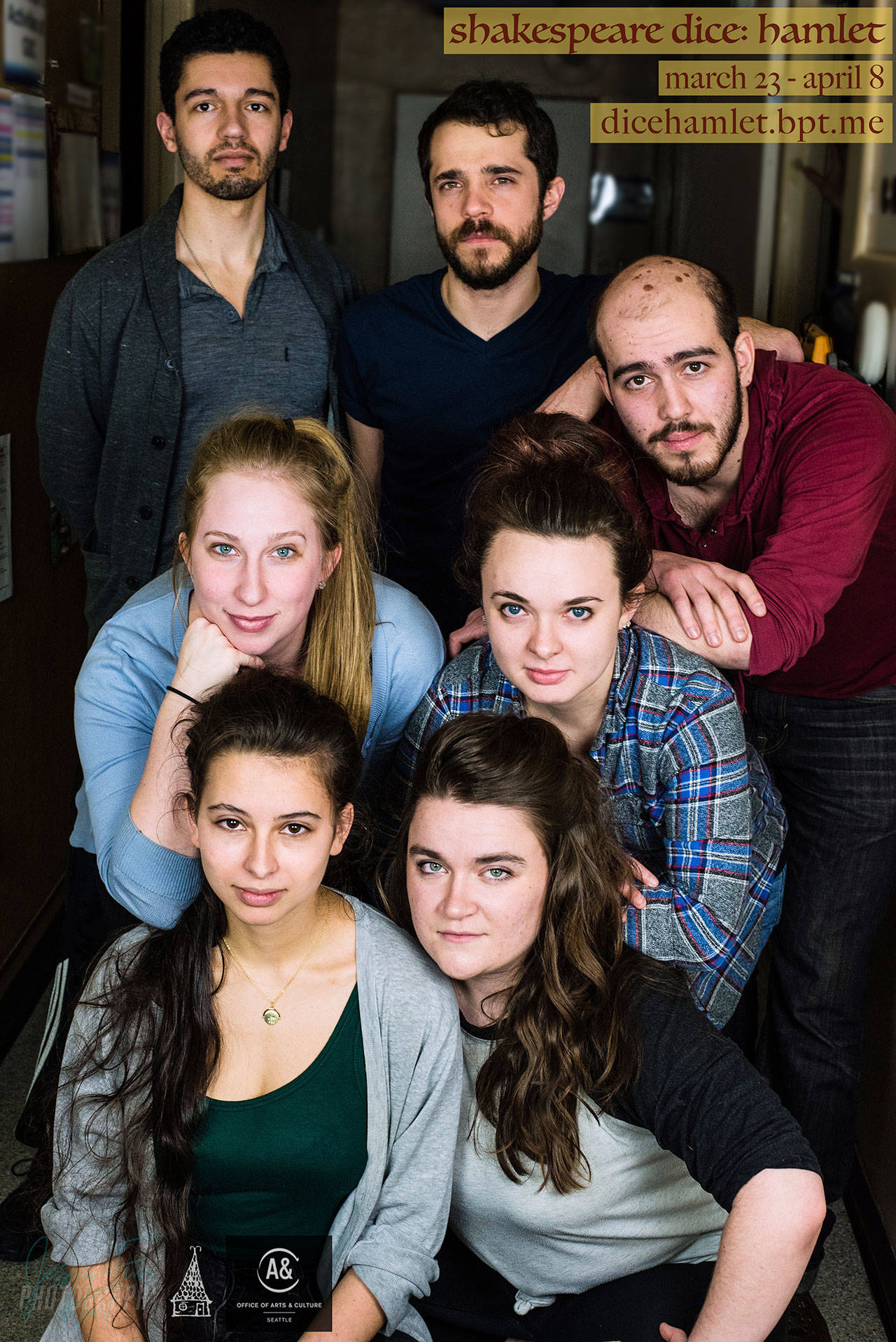 Jessica Fern Hunt photo | The cast of Dacha Theatre’s upcoming production of the Shakespeare Dice version of “Hamlet.”