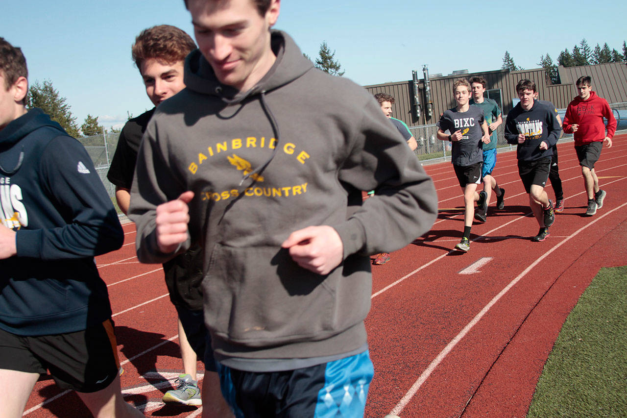 Luciano Marano | Bainbridge Island Review - The Bainbridge High varsity track and field team began their season this week.