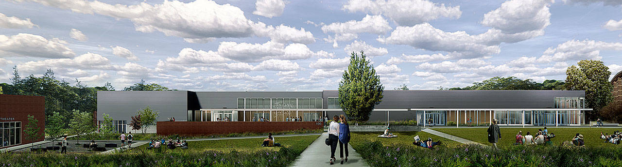 An architect’s rendering of the new 100 Building at Bainbridge High. (Image courtesy of the Bainbridge Island School District)