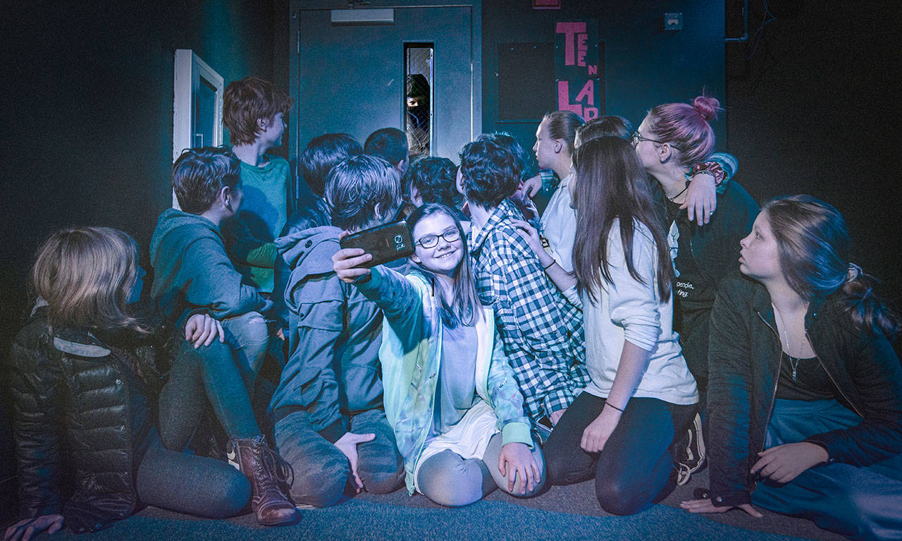 Photo courtesy of Pete Benson | “Lockdown,” one of the two one-act plays to be performed as part of the Bainbridge Performing Arts’ Theatre School’s Teen Lab program along with “Selfie,” takes place entirely in a darkened classroom during the titular event.