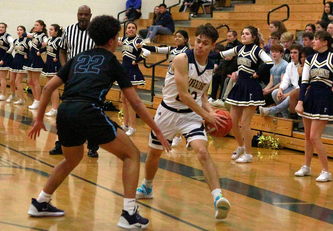 Luciano Marano | Bainbridge Island Review - The Bainbridge High School varsity boys basketball team was defeated by visitors from Chief Sealth during the first home game of 2020 on Tuesday.