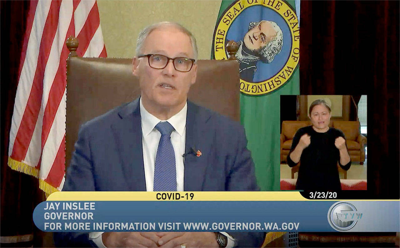 Washington Gov. Jay Inslee delivers a statewide TV address Monday. (TVW)