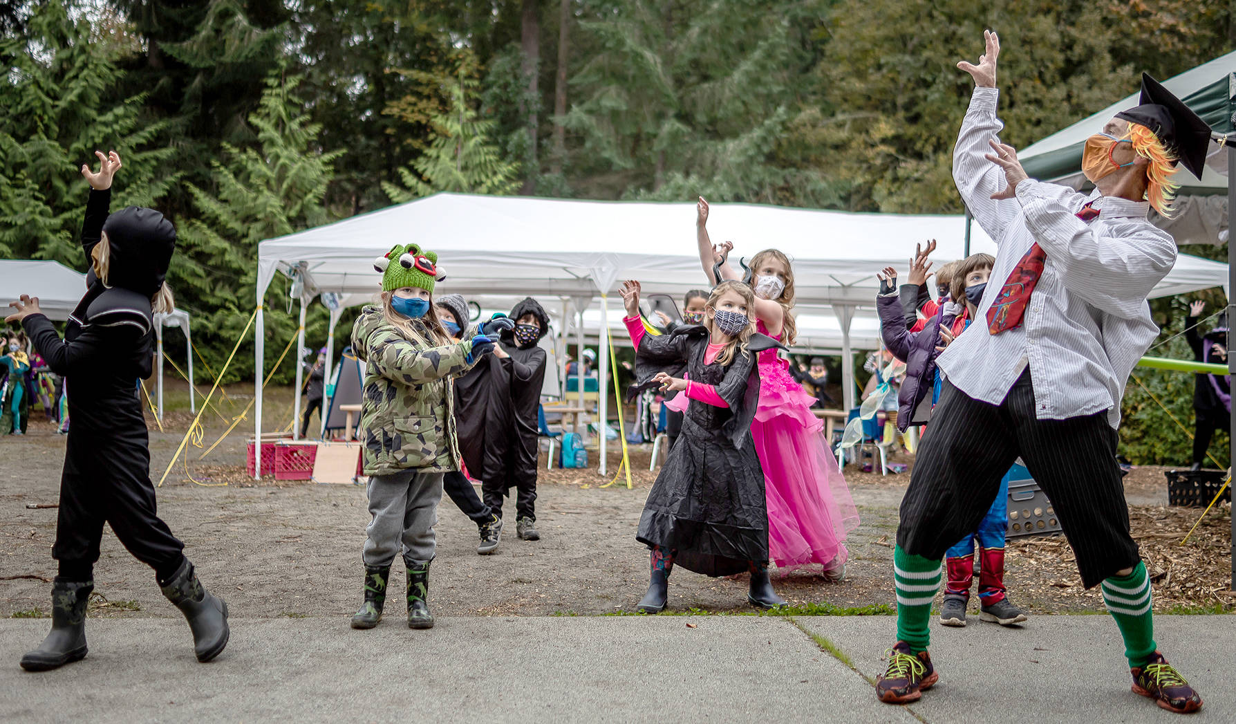 Island School Music teacher Mike Derzon leads students in Michael Jackson's famous "Thriller" dance. Cameron Karsten/Courtesy photo