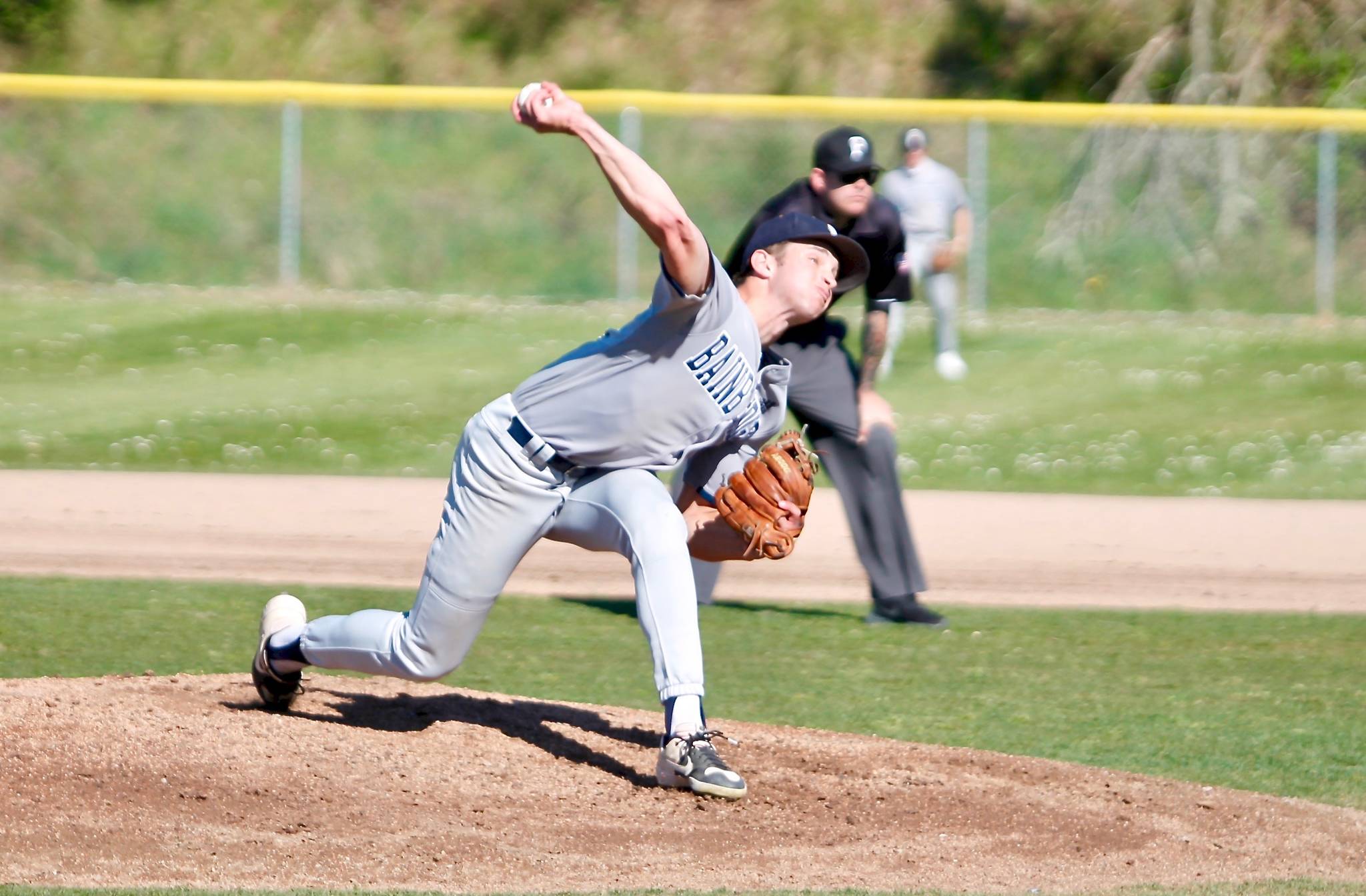 Nate Deschryver held North Kitsap hitless for five innings on Friday. He also went 2-for-4 at the plate with four RBI. (Mark Krulish/Kitsap News Group)