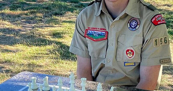 Eagle Scout Ben Watson with his chess board setup. Courtesy Photo