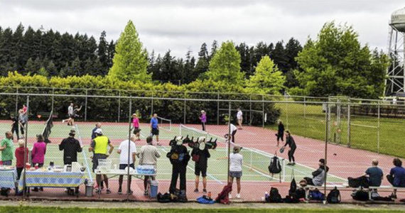 Pickleball fans want to put a roof over some tennis courts at Battle Point Park so they can play year-round. Courtesy Photo