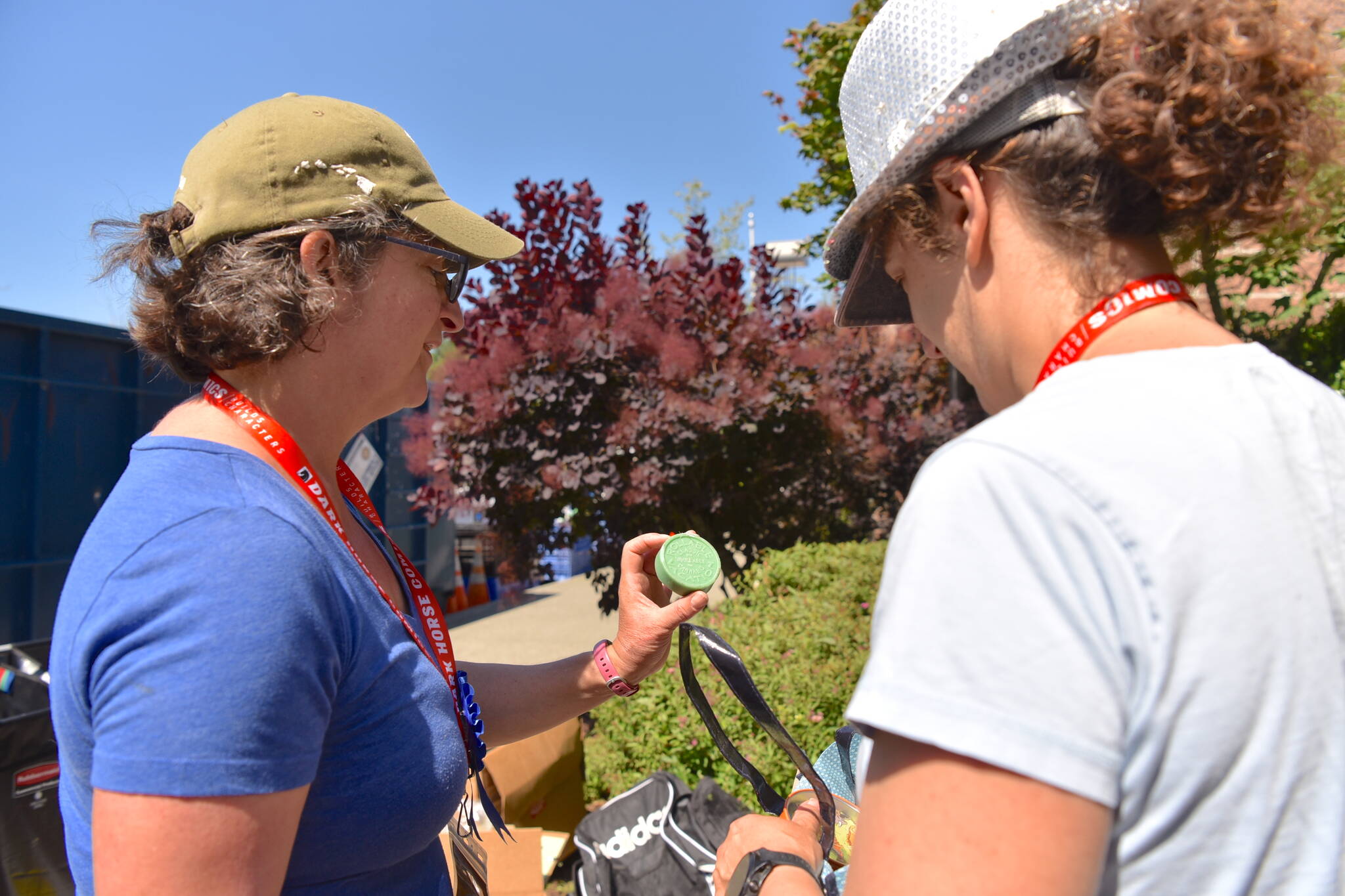 Deb Rudnick and Naomi Spinek examine a bar of cannabis soap and figure out what to do with it.