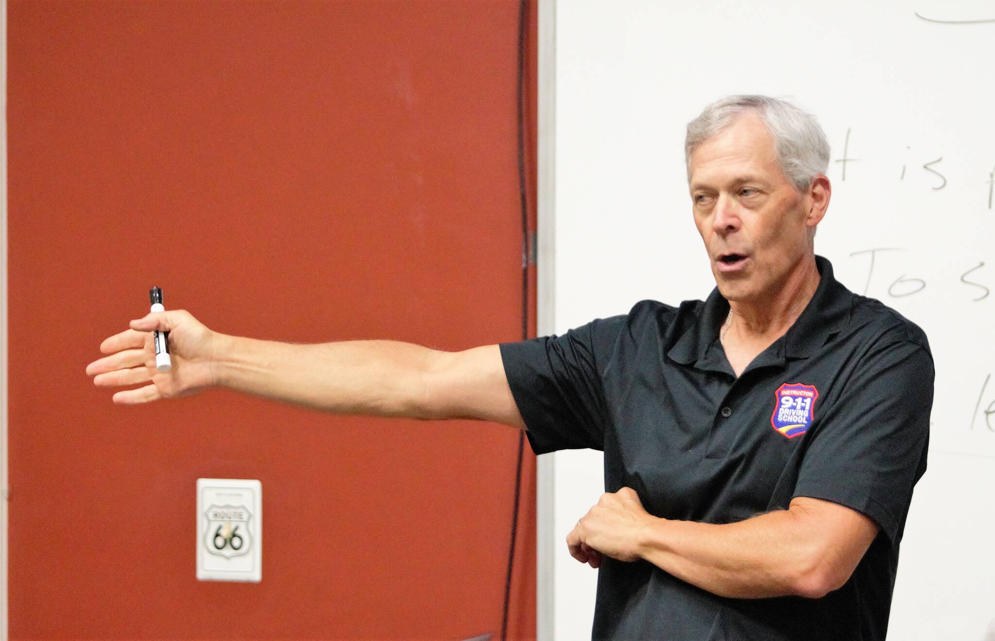 Elisha Meyer/Kitsap News Group
911 Driving instructor Dan Presba leads a class in Port Orchard.