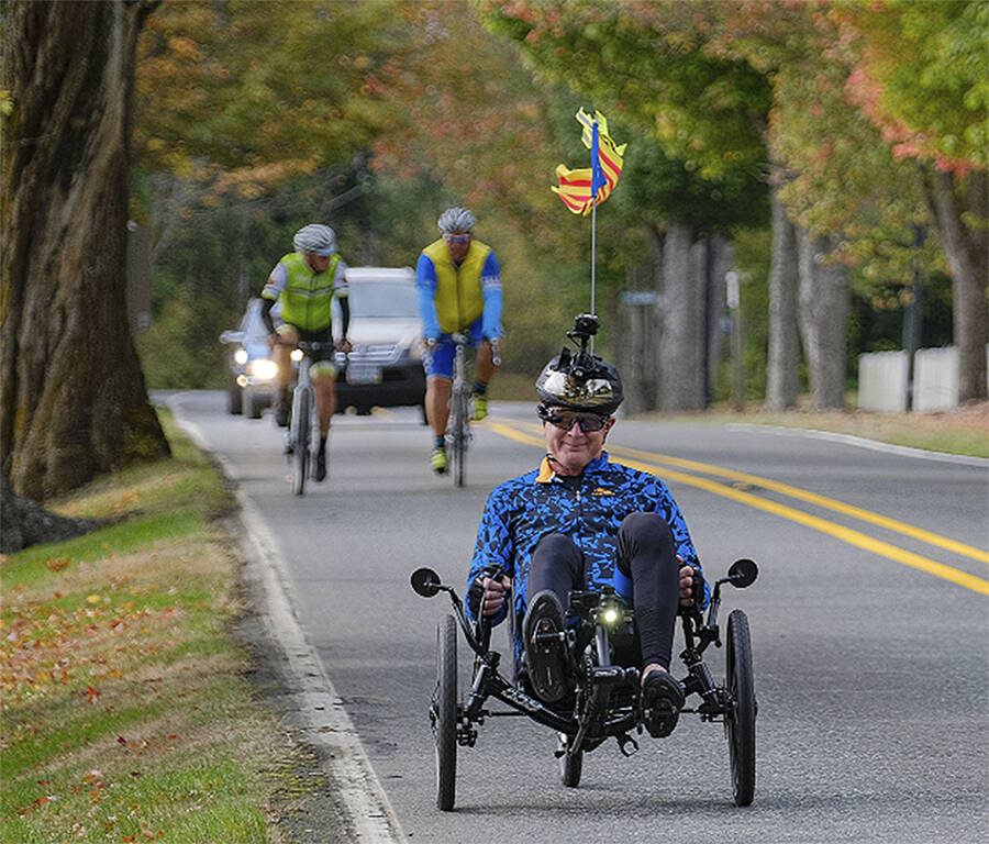 Many different types of bikes make their way through Port Gamble.