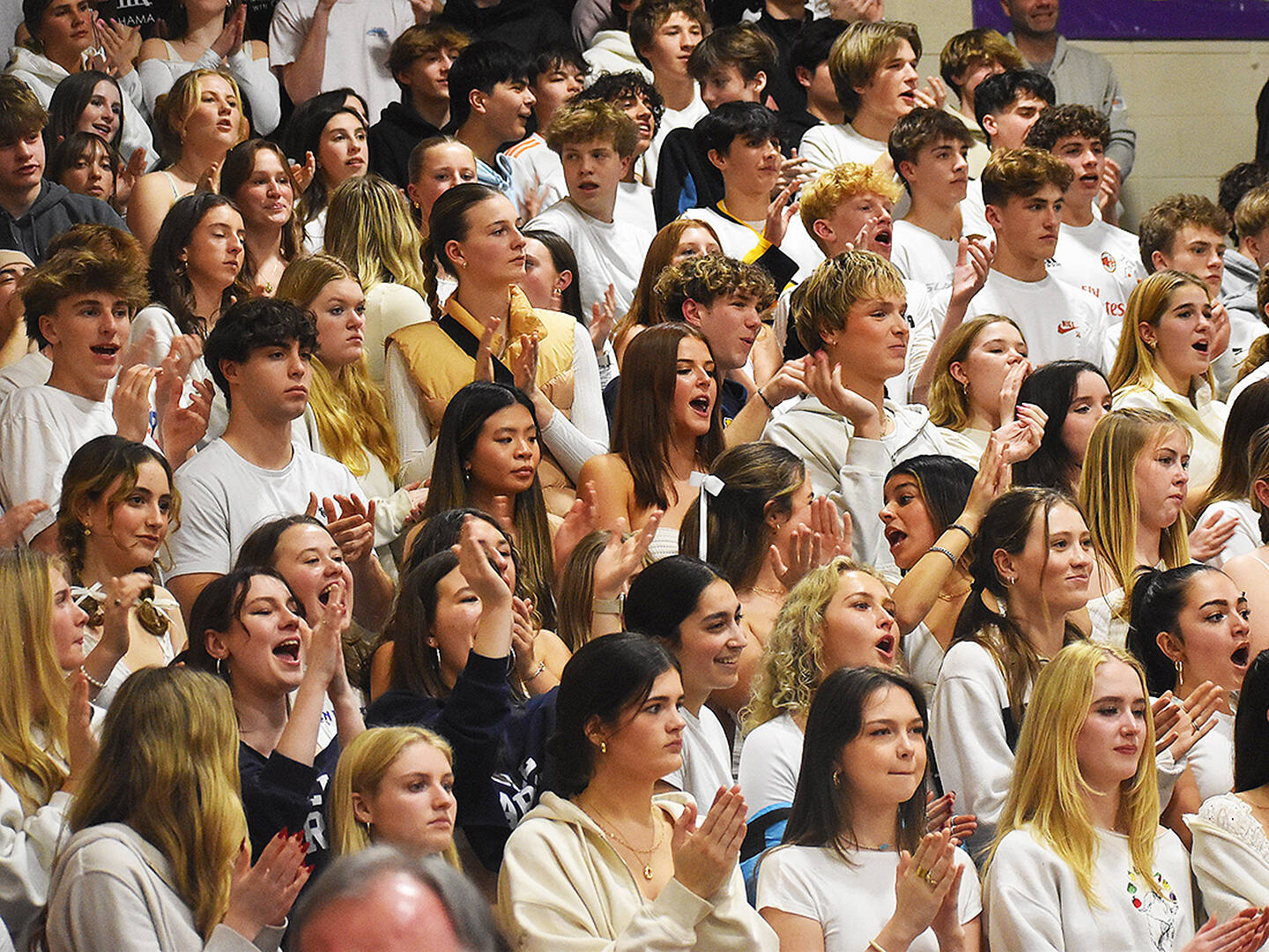 Nicholas Zeller-Singh/Kitsap News Group
Bainbridge students pack the gym at North Kitsap High School last week as the boys lost but the girls won in basketball games. Because of declining enrollment, the Spartans will drop to the 2A level.