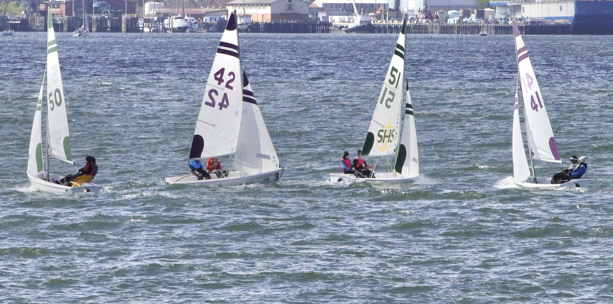 Joy Tappen courtesy photo
Bainbridge sailors in boats 41 and 42 try to keep their team’s lead.