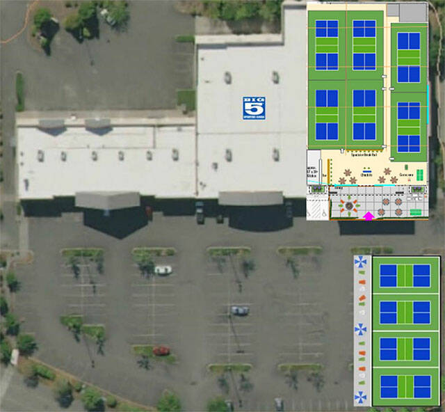 A layout of the 10 pickleball courts.