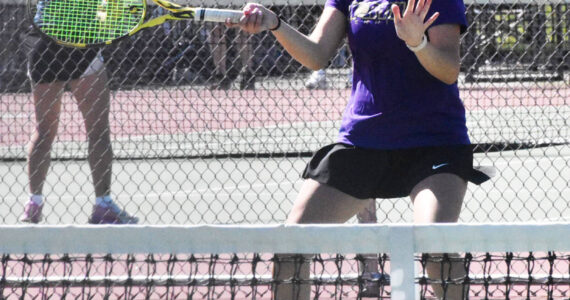 Nicholas Zeller-Singh/Kitsap News Group photos
Viking Teegan DeVries finishes second in the 2A singles bracket at the district tournament.