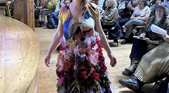 Peter Gammell/Kitsap News Group photos
Model Colleen Diessner wears a recycled dress designed by Brooke Fotheringham at the Refashion event at Islandwood May 19.
