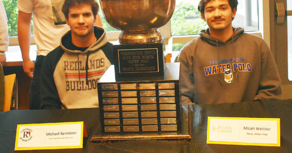 Nicholas Zeller-Singh/Kitsap News Group photos
Michael Bannister and Micah Webber sign to play water polo in college.