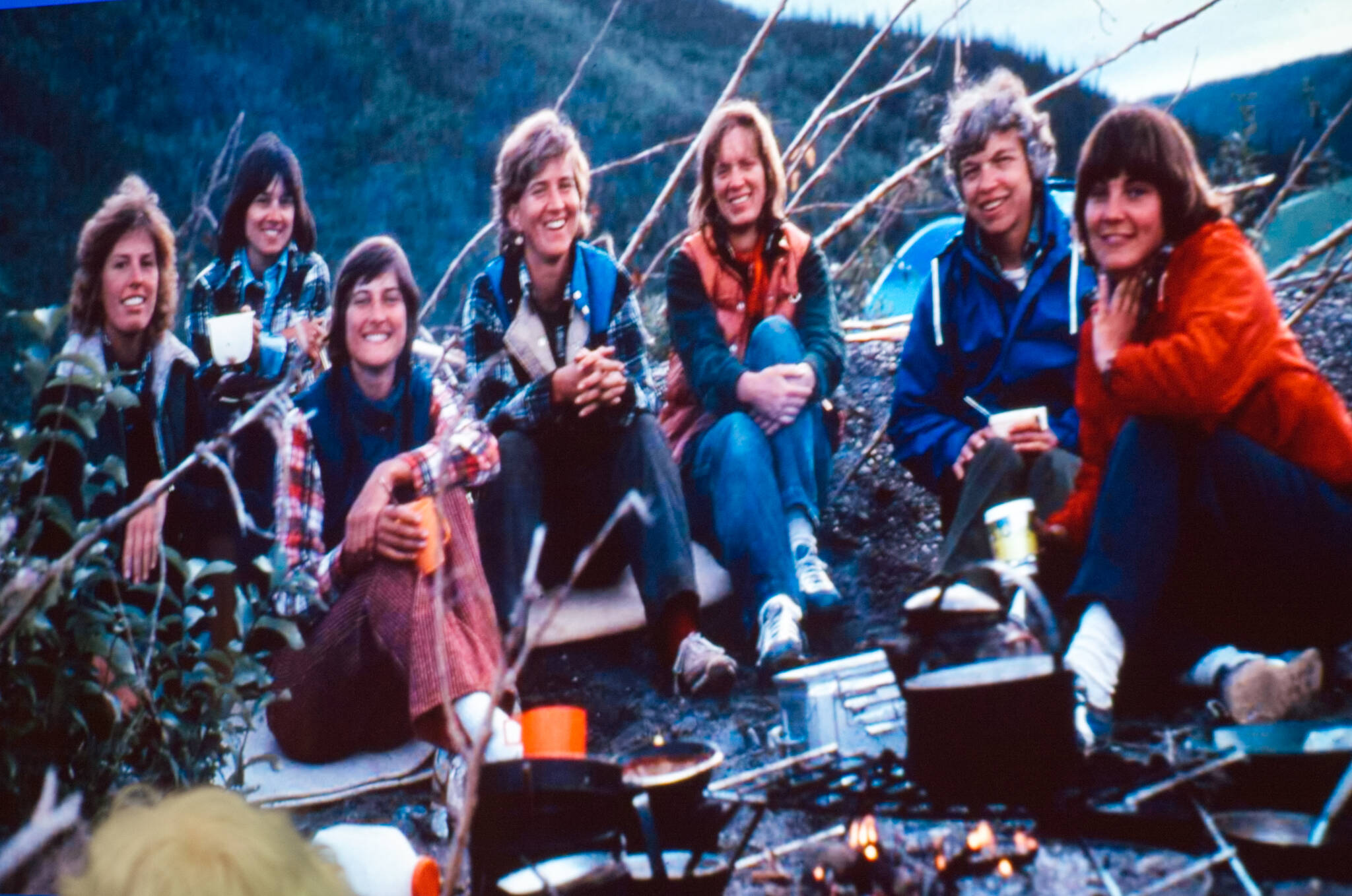 All seven of the whitewater women during their trip from Chicken to Eagle, Alaska.