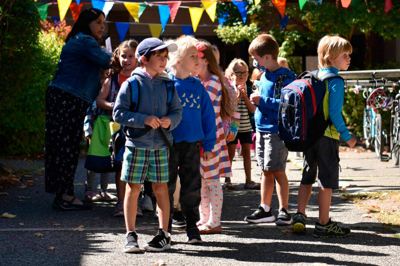 File photo
Students line up at Ordway Elementary for the first day of school in 2022.