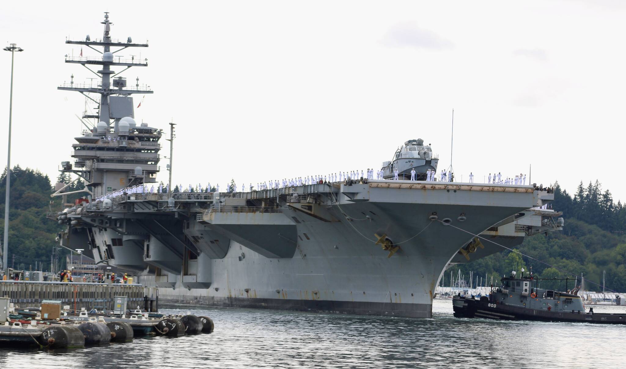 The USS Ronald Reagan arrives at Naval Base Kitsap in Bremerton Aug. 13.