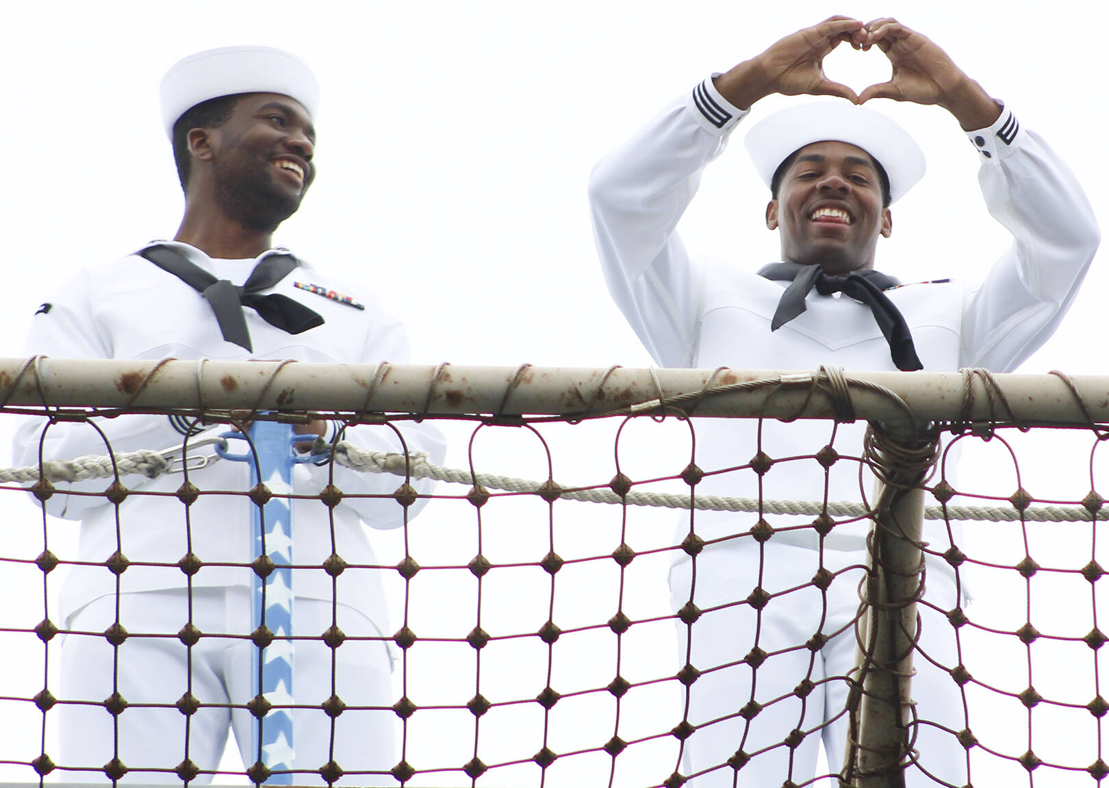 Kyzer Jones, right, from Texas sends a heartfelt message from the USS Ronald Reagan.