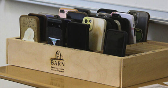 BISD courtesy photo
Cell phone caddies are placed in some rooms so students won’t be tempted to use them.