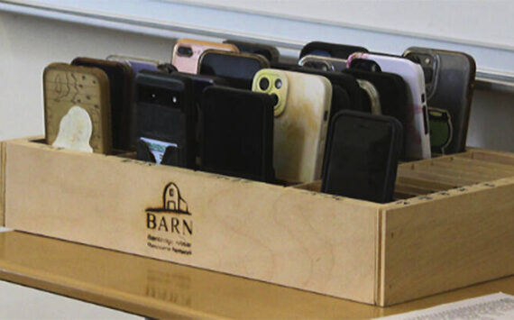 BISD courtesy photo
Cell phone caddies are placed in some rooms so students won’t be tempted to use them.