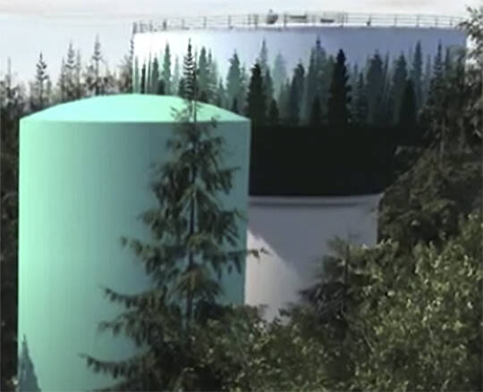 This image shows what the new bigger water tank will look like next to the old one.