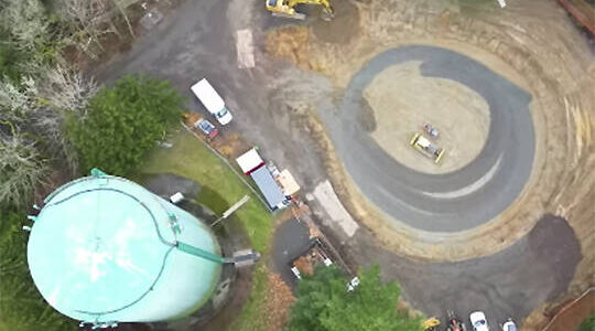 COBI courtesy photos
This shot from above shows the old water tank at left and where the new one is being constructed.