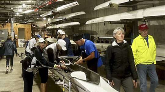 Peter Gammell/Kitsap News Group photos
Participants prepare for the regatta in the boathouse.