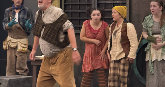 Matt Longmire courtesy photos
Cast of Urinetown rehearses the play for its Bainbridge show.