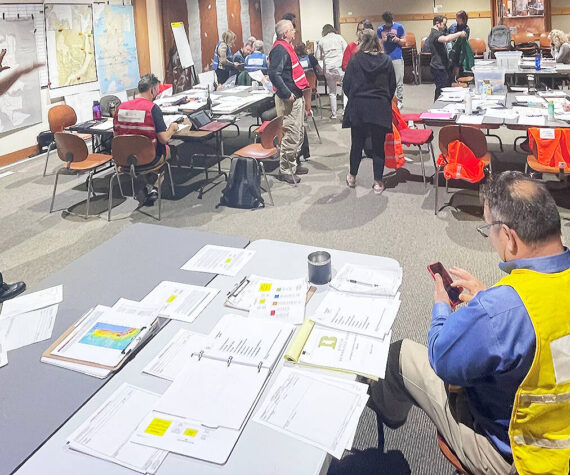 COBI courtesy photo
Public safety employees attend an activation drill in the Emergency Operations Center at the Ted Spearman Justice Center as part of the 2022 Cascadia Rising exercise.