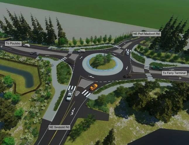 WSDOT courtesy image
Roundabout design for Highway 305 and NE Port Madison Road and NE Seabold Road. One is not available yet for the one at High School Road and Highway 305.