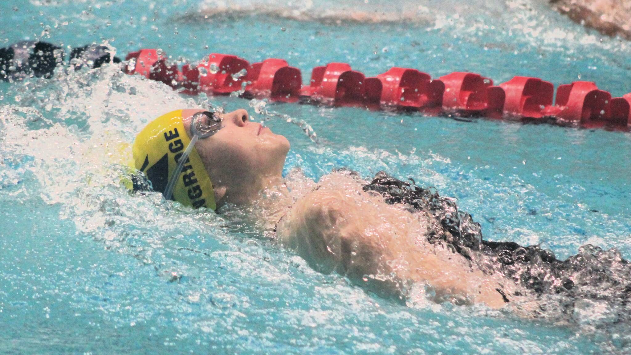 Bainbridge sophomore Olivia Longridge cruises through her leg of the 200 yard medley relay state finals.