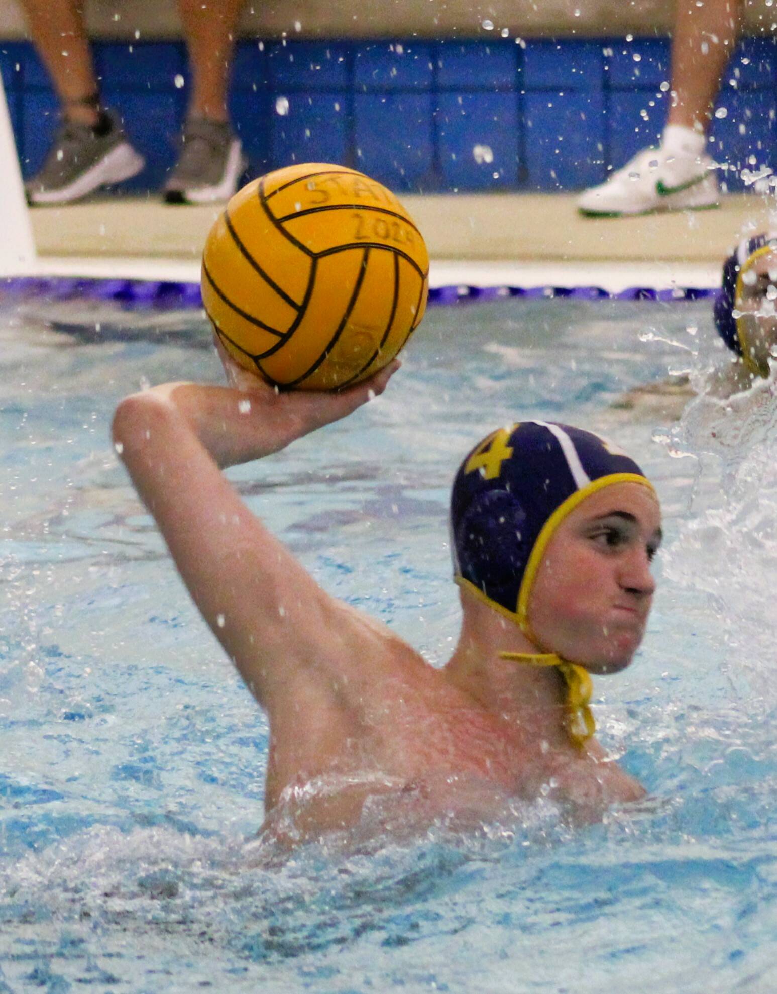 Jonas Fritzsche of Bainbridge takes a shot at the Curtis goal.